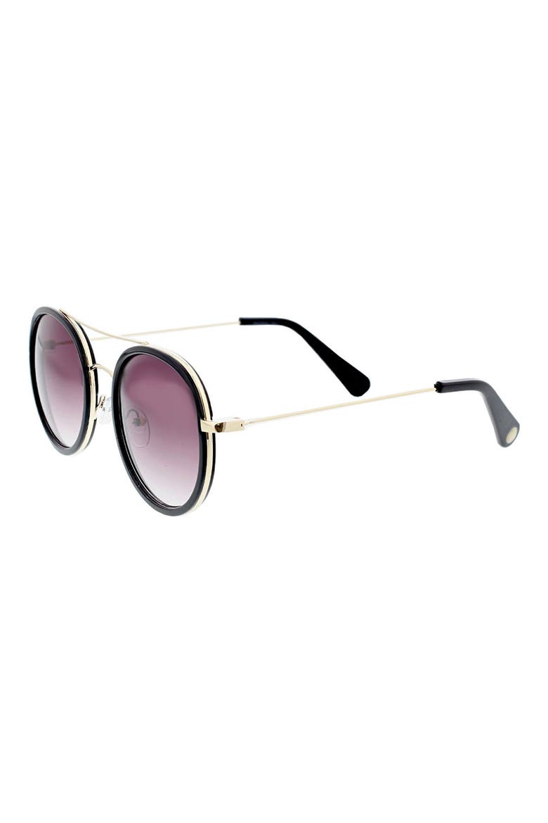 57mm Round Aviator Sunglasses, Alternate, color, GOLD/BLACK