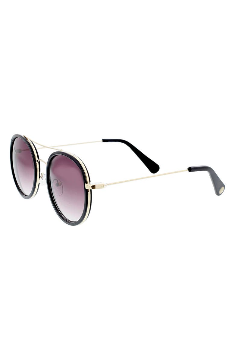BCBG 57mm Round Aviator Sunglasses, Alternate, color, Gold/Black