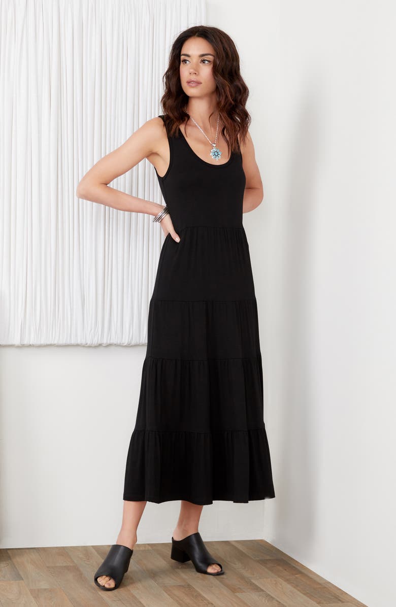 Karen Kane Tiered Maxi Dress, Alternate, color, Black
