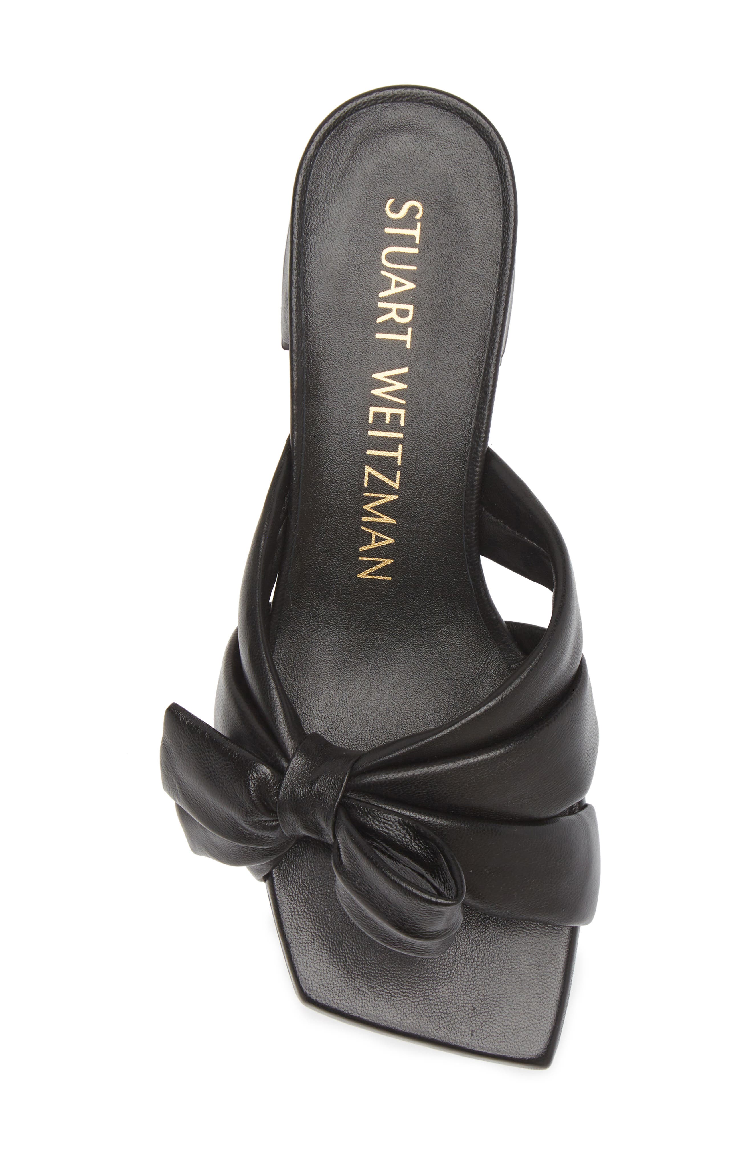 Stuart Weitzman Sofia Bow Sandal, Alternate, color, Black Leather