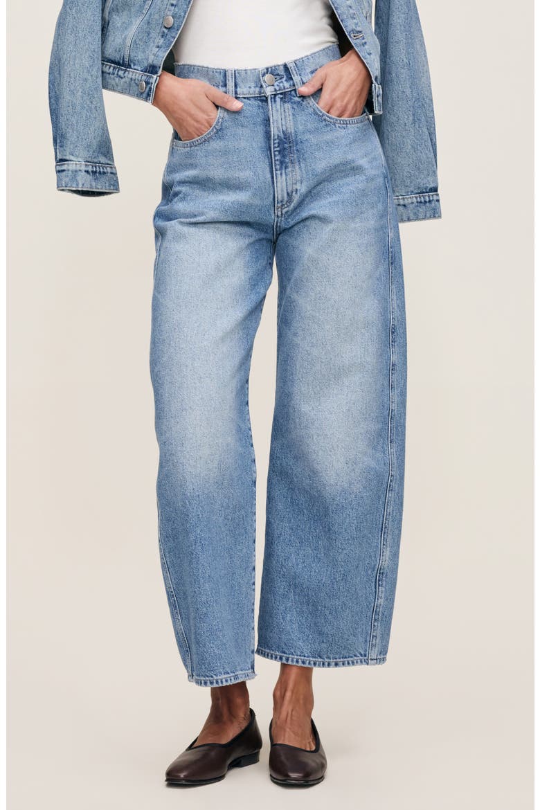 Taylor Relaxed High Rise Barrel Ankle Jeans, Main, color, LAKE BLUE