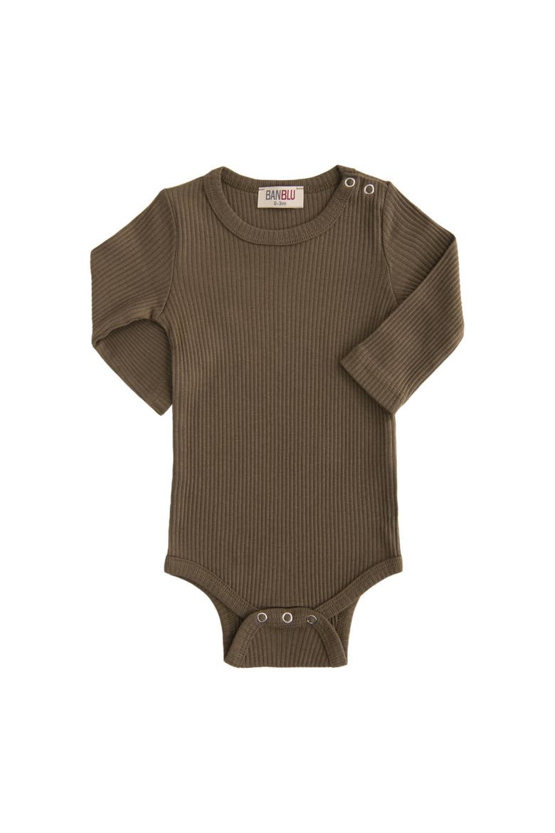 Long Sleeved Modal Bodysuit, Main, color, Green Olive