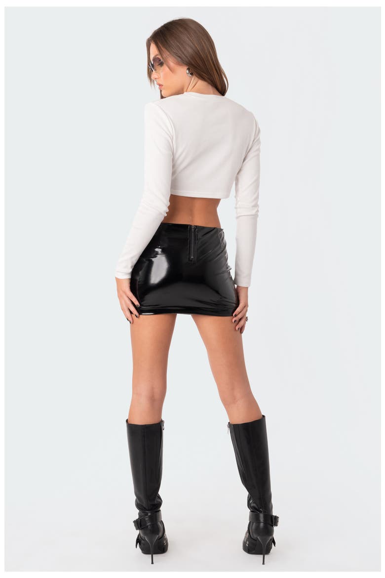 Electra Low Rise Vinyl Miniskirt, Alternate, color, BLACK