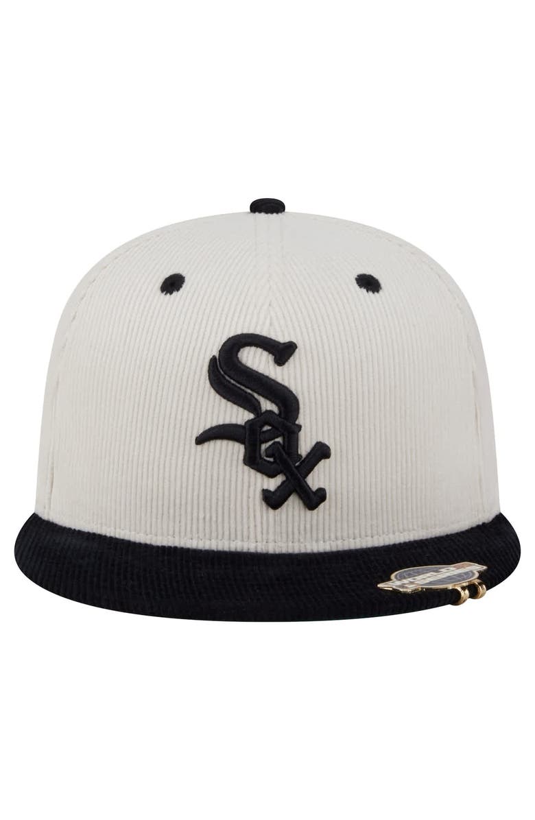 New Era Men's New Era Cream/Black Chicago White Sox Two-Tone Corduroy 59FIFTY Fitted Hat, Alternate, color, 