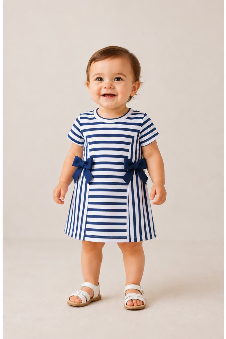 Mixed Stripe Dress & Bloomers Set, Alternate, color, BLUE