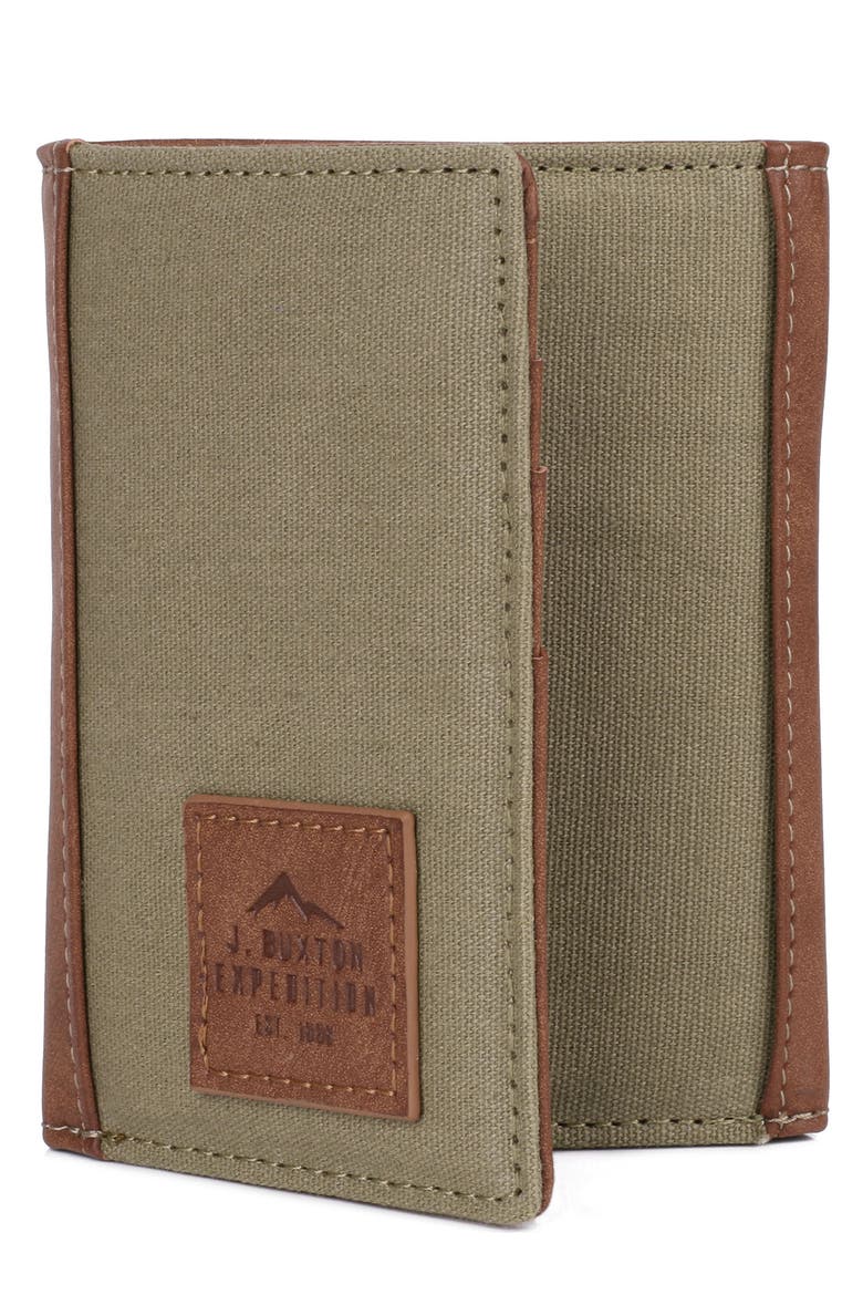 J.BUXTON Expedition II Huntington Gear RFID Three-Fold Wallet, Alternate, color, OLIVE