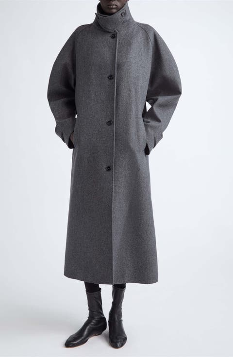 Oversized Raglan Sleeve Wool Blend Coat