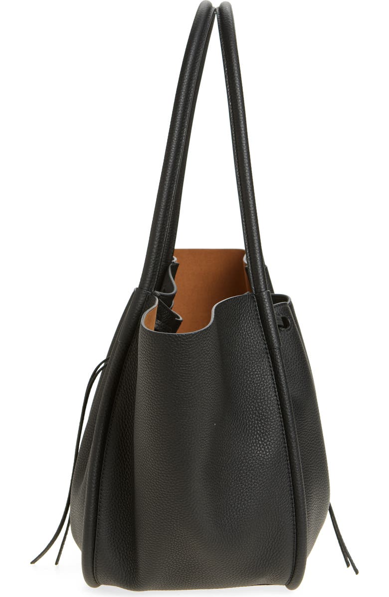 Proenza Schouler Large Ruched Pebbled Leather Tote, Alternate, color, Black