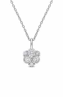 Created Forever Sterling Silver Lab Grown Diamond Cluster Pendant Necklace