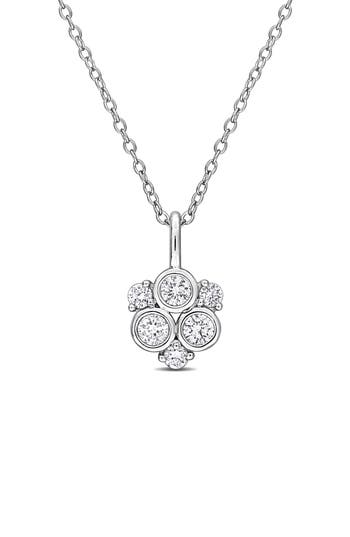 Created Forever Sterling Silver Lab Grown Diamond Cluster Pendant Necklace In White
