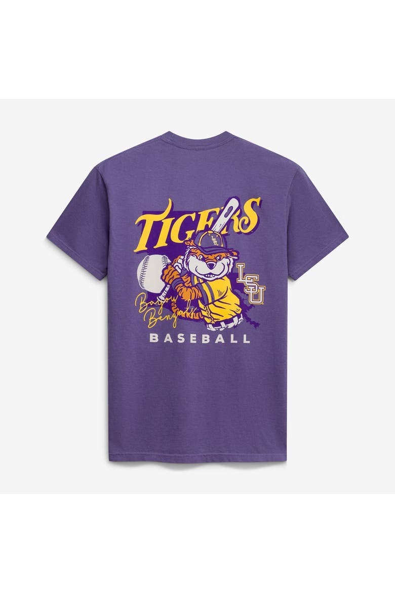 Men's  Purple LSU Tigers Drawn Mascot Baseball T-Shirt, Alternate, color, Purple