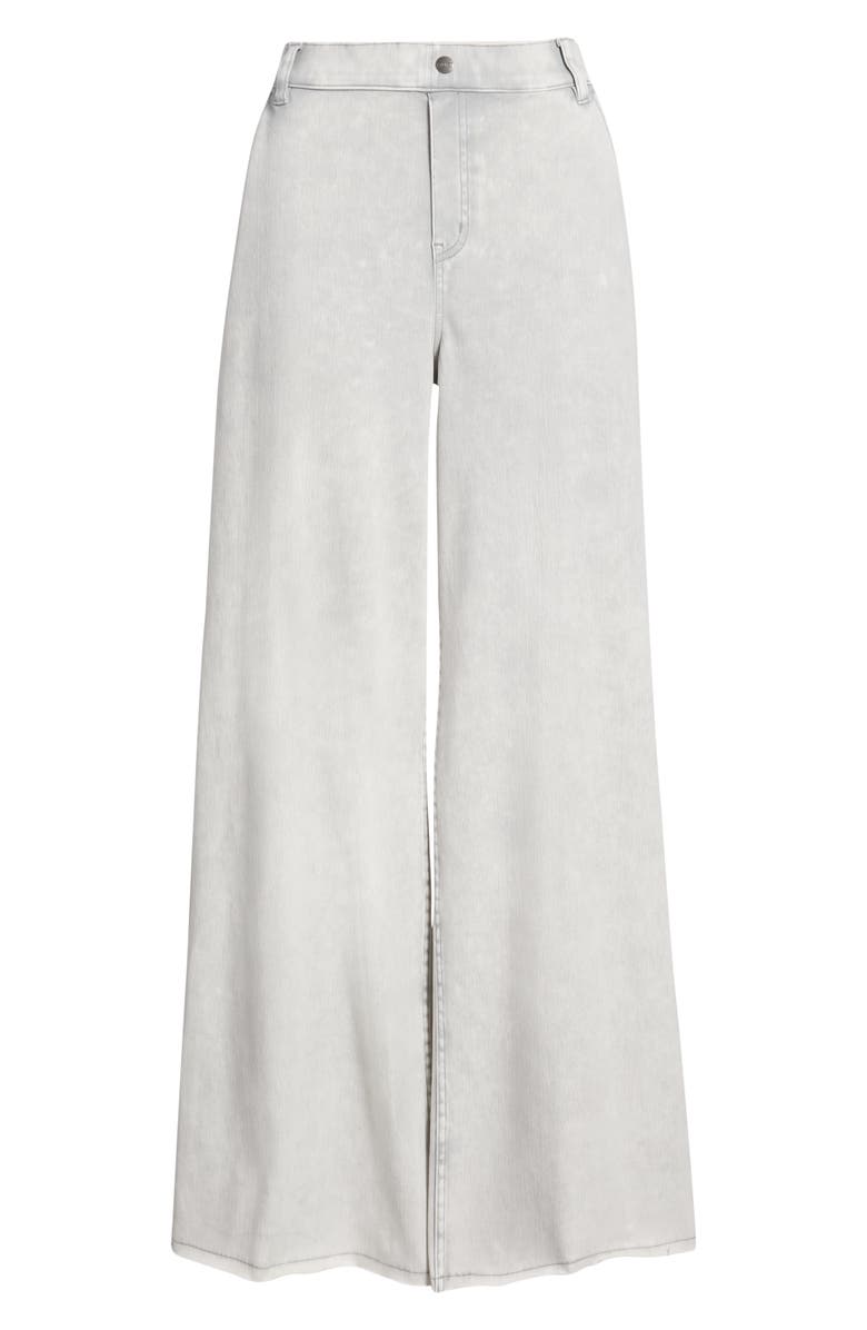 Hue Raw Hem Wide Leg Pull-On Denim Pants, Alternate, color, White Cloud Wash