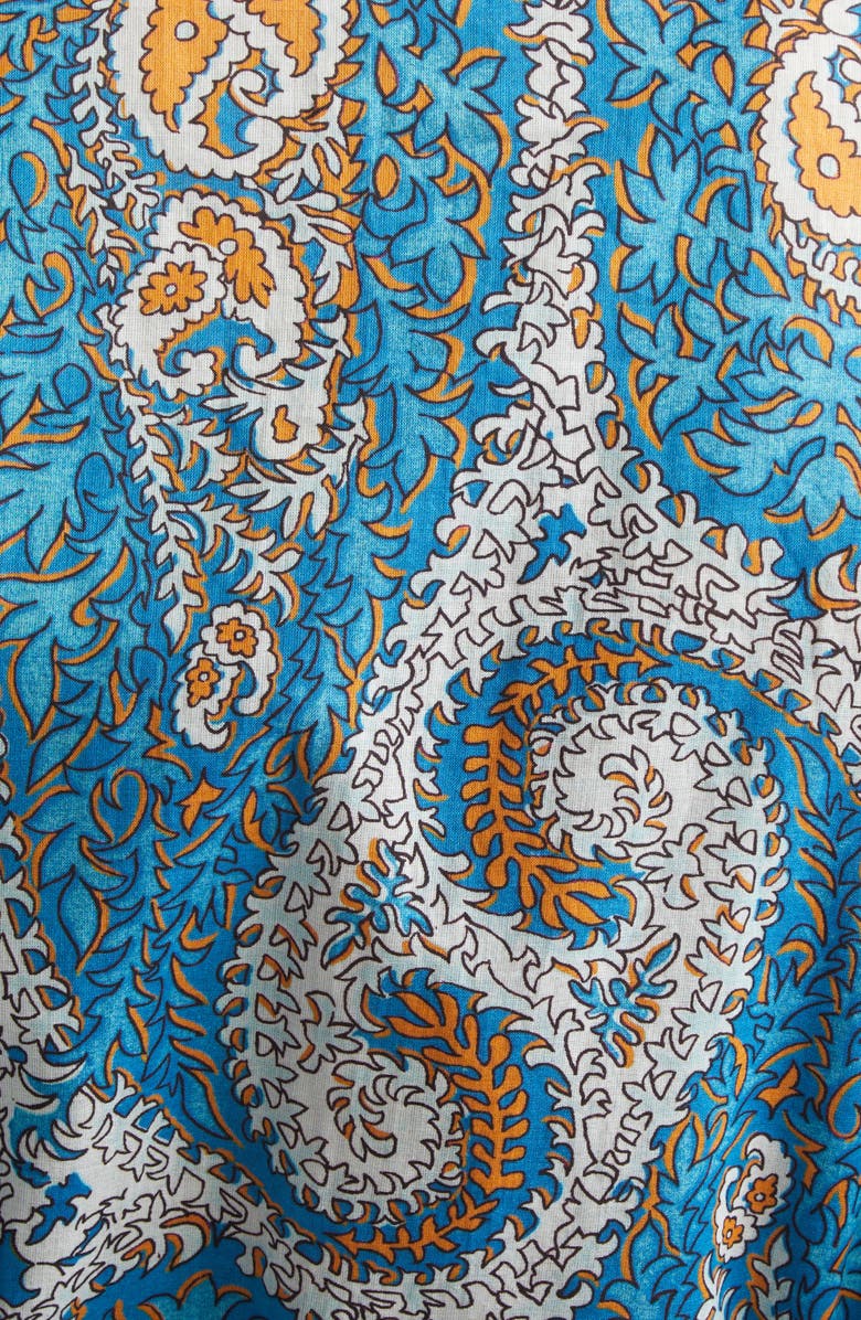 Etro Paisley Print Belted Long Sleeve Cotton Shirtdress, Alternate, color, Print On White Base