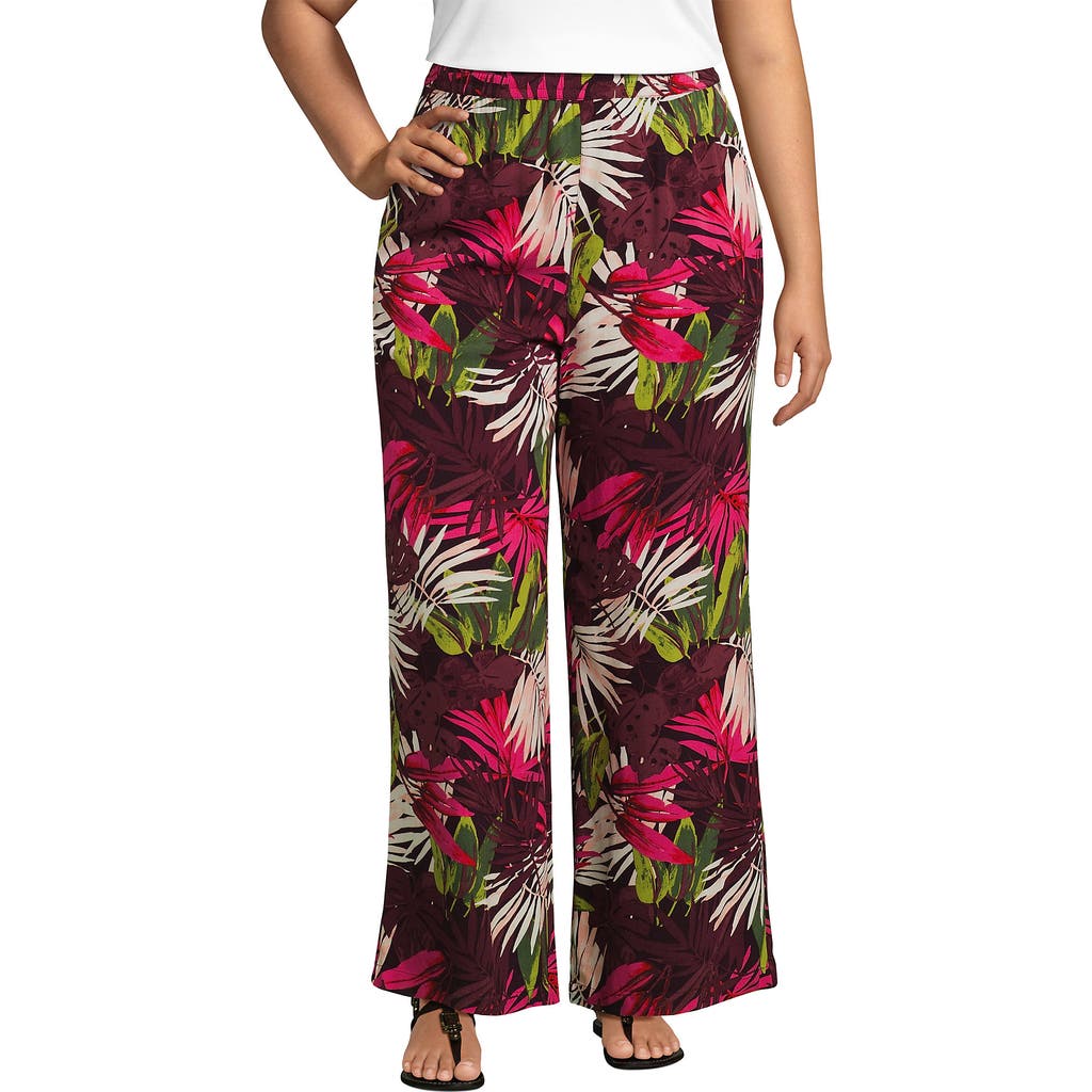Lands' End Rayon High Rise Wide Leg Pants In Multi