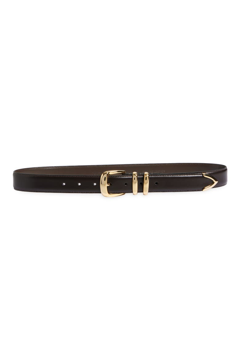The Jordan Leather Belt, Main, color, DARK BROWN/GOLD