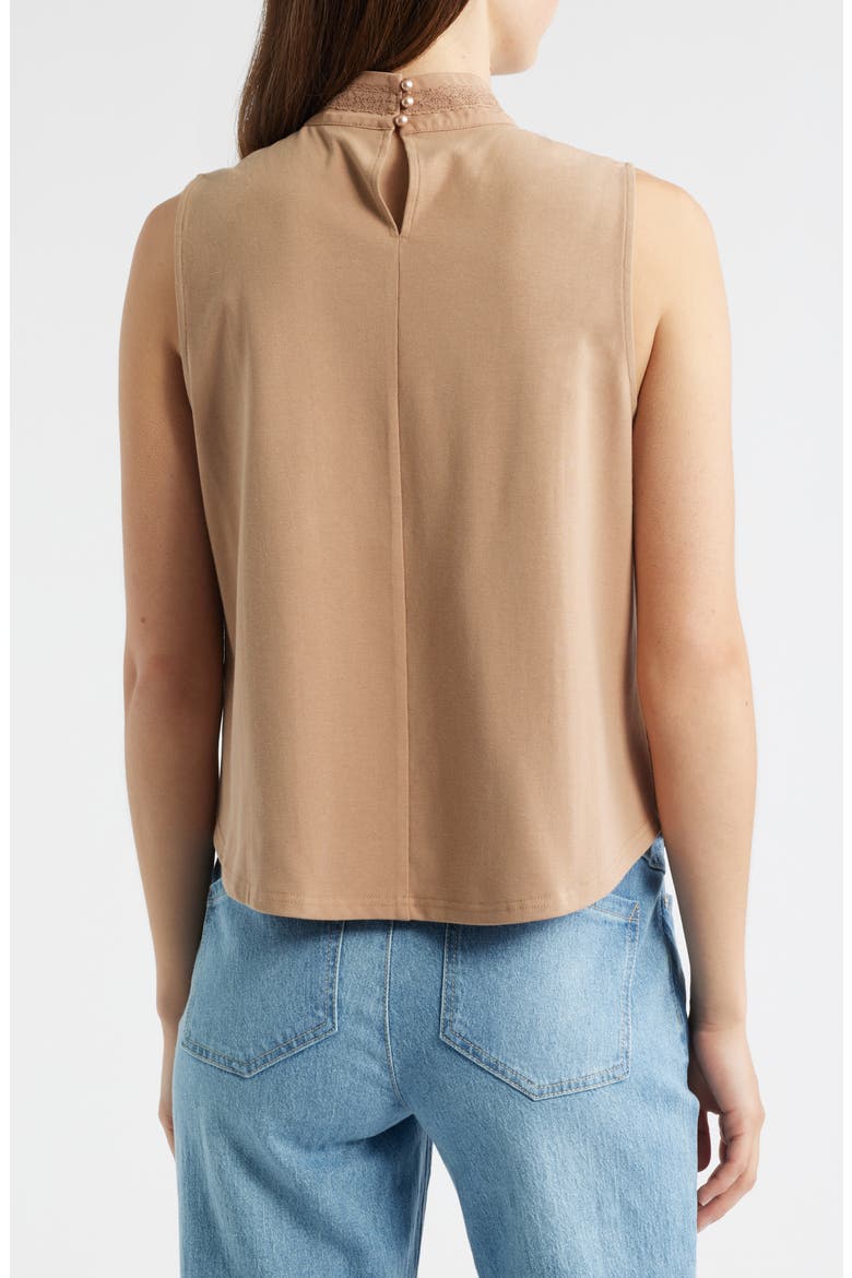 Sleeveless Mock Neck Shell, Alternate, color, CAMEL