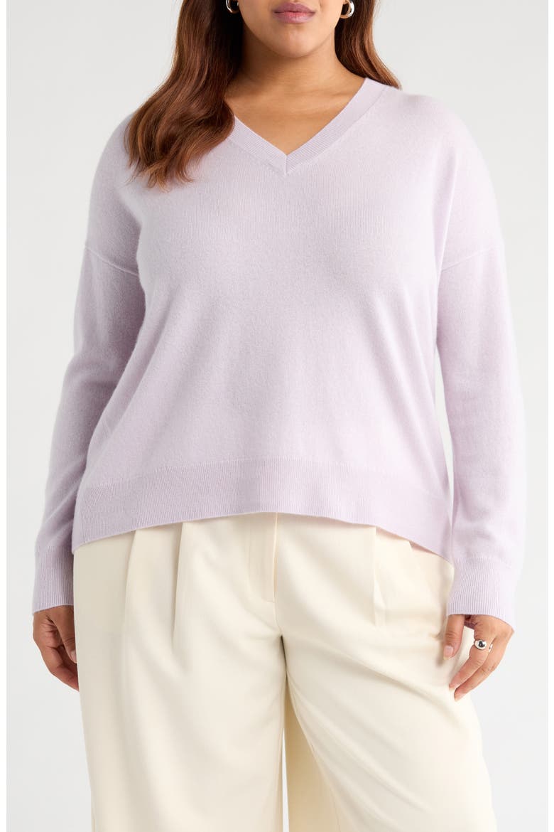 Cashmere V-Neck Sweater, Main, color, PURPLE EVENING