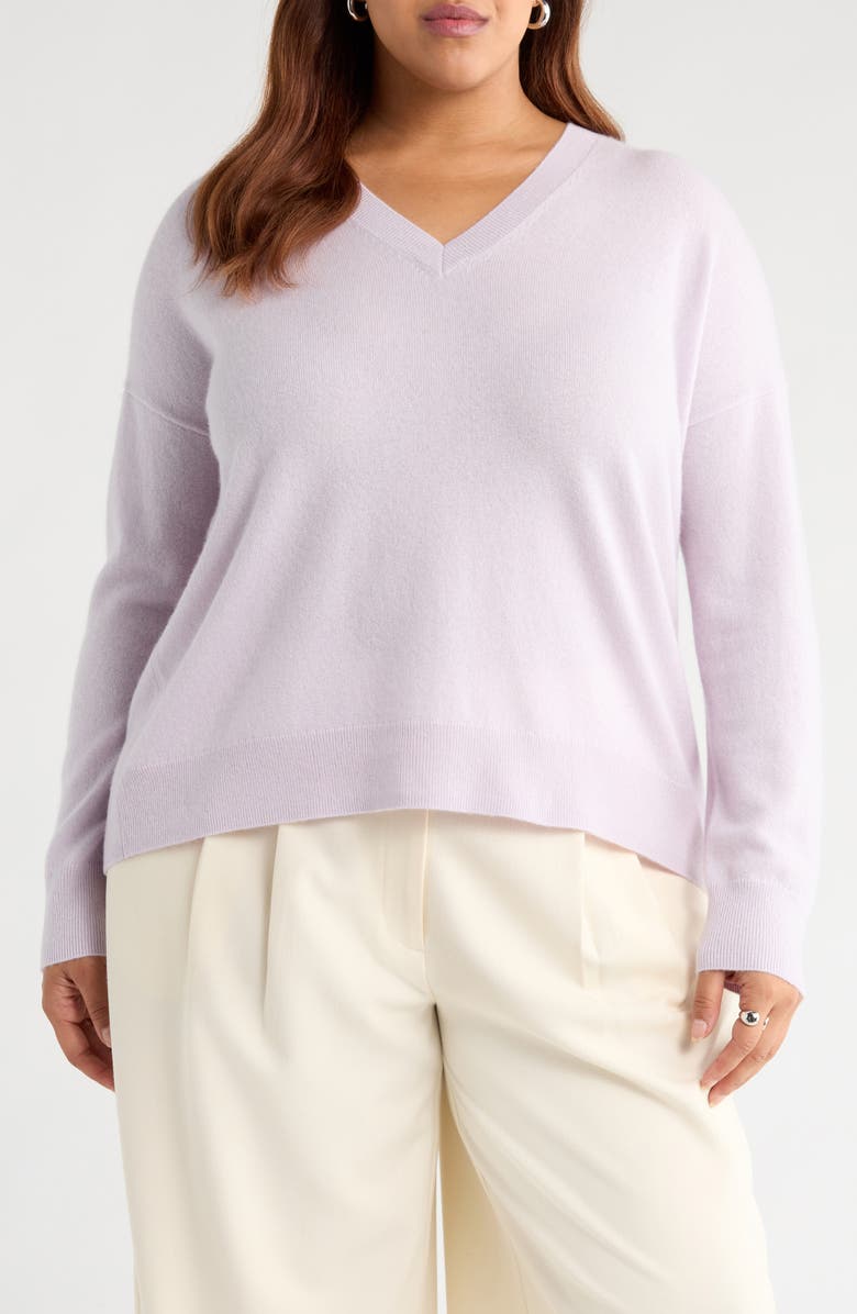 Nordstrom Cashmere V-Neck Sweater, Main, color, Purple Evening