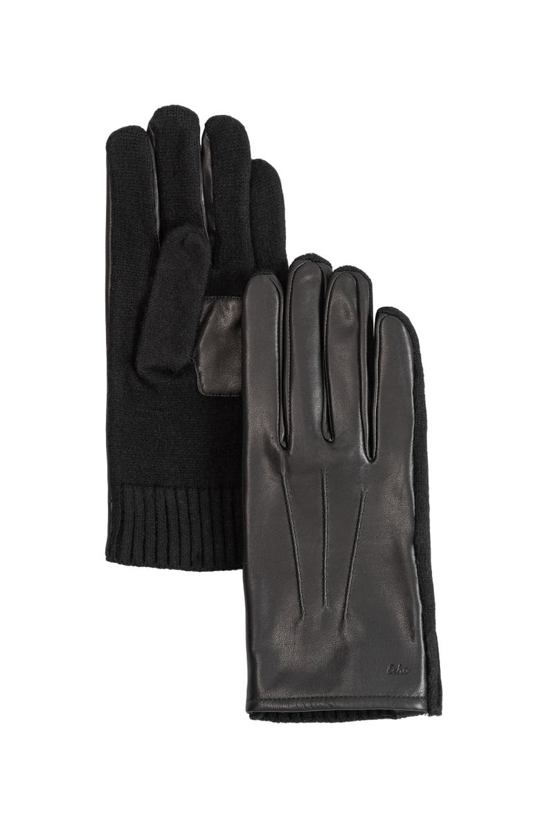 Echo Knit Combo Leather Glove, Alternate, color, Black
