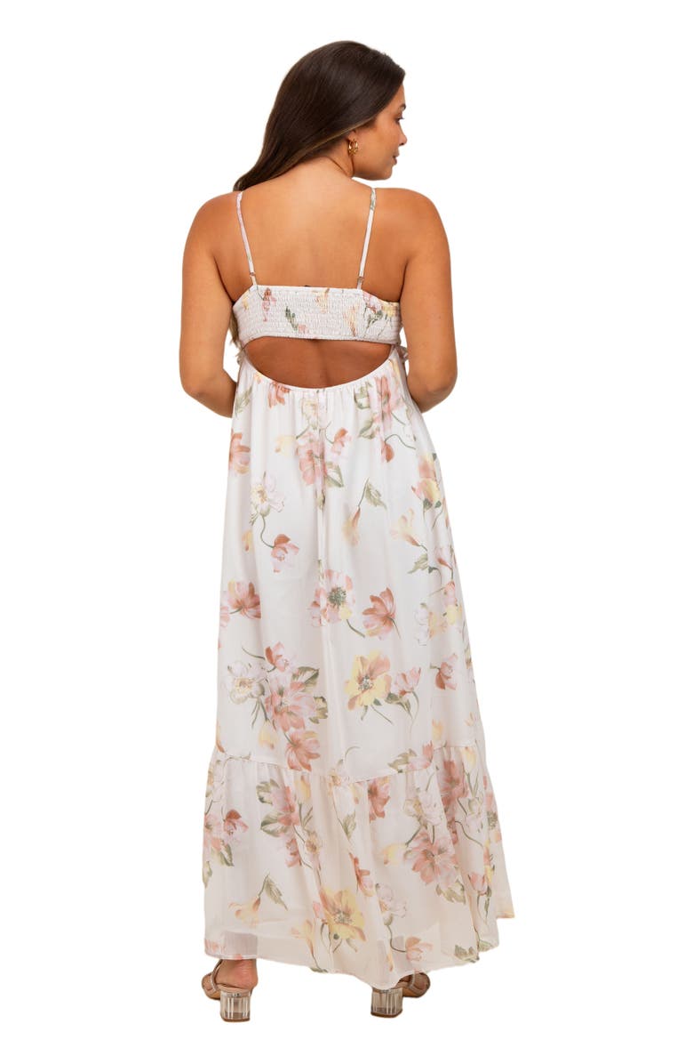 PinkBlush Floral Chiffon Halter Maxi Dress, Alternate, color, Cream