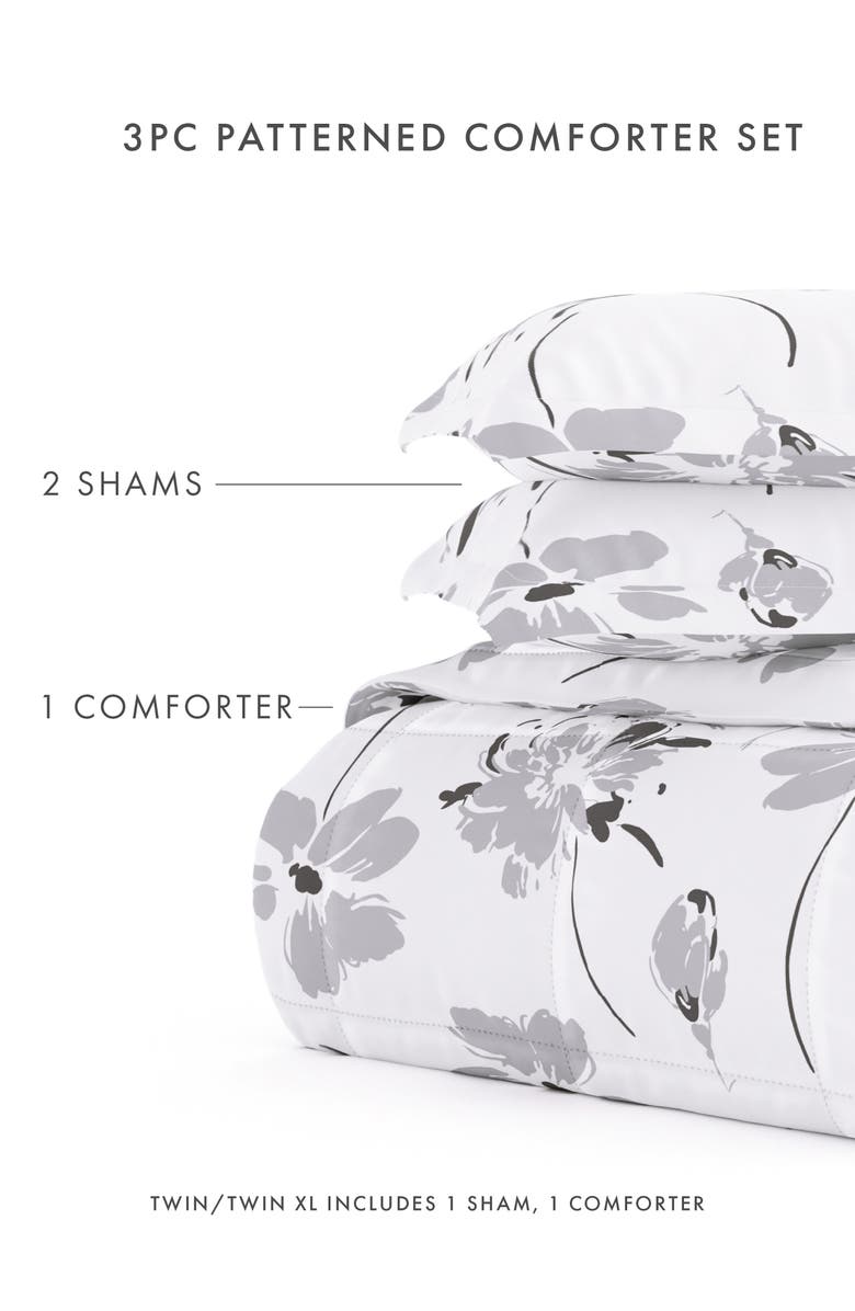 HOMESPUN Premium Down Alternative Magnolia Grey Patterned Comforter Set, Alternate, color, Light Gray