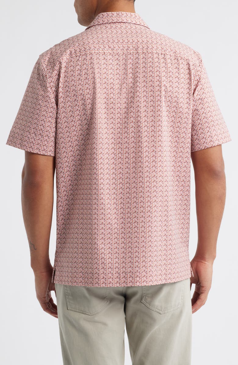 Bugatchi Cole OoohCotton<sup>®</sup> Geo Print Camp Shirt, Alternate, color, Brick