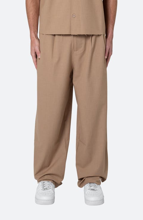 ［ミルク］un peu wide baggy slacks Mohiass Wide Leg Linen Pants for Women Summer Casual Smocked
