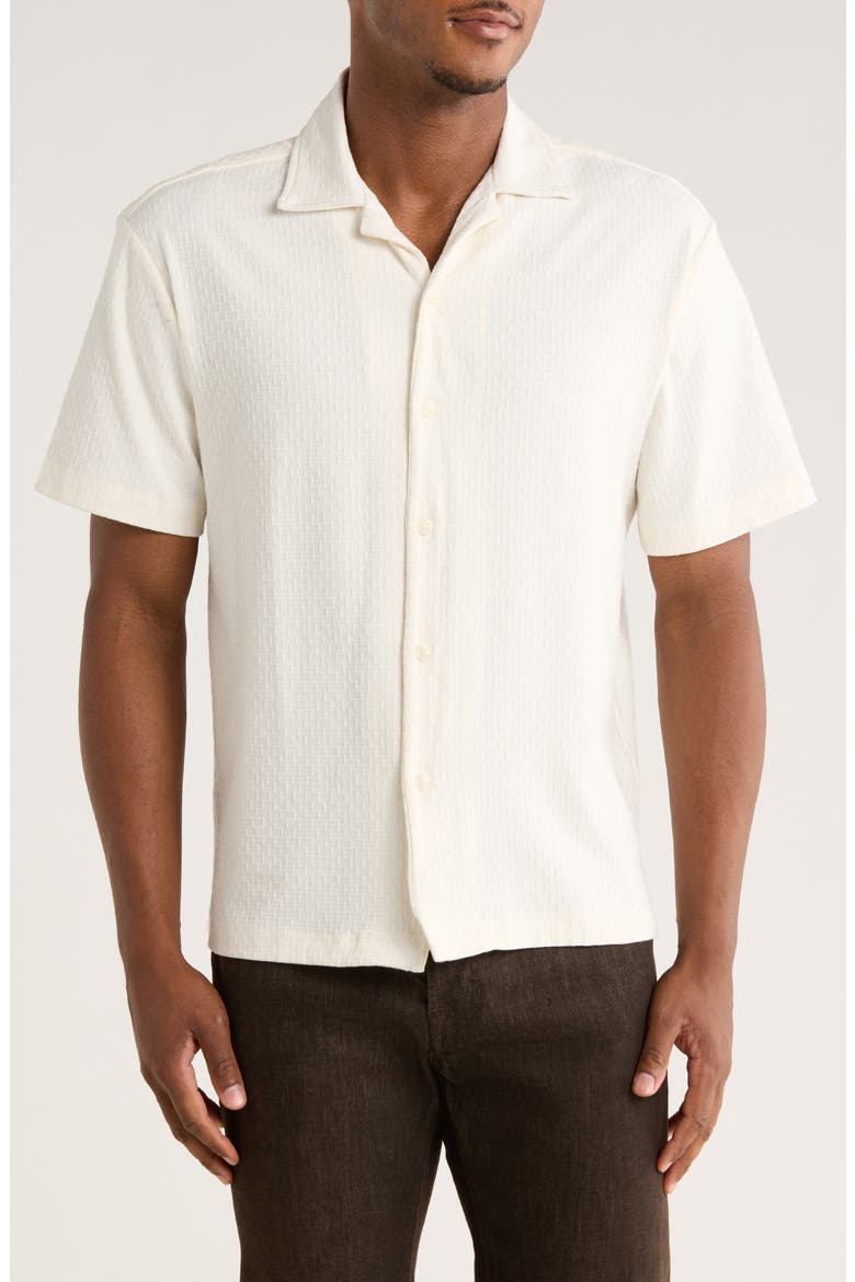 Texture Geo Camp Shirt, Main, color, OFF WHITE