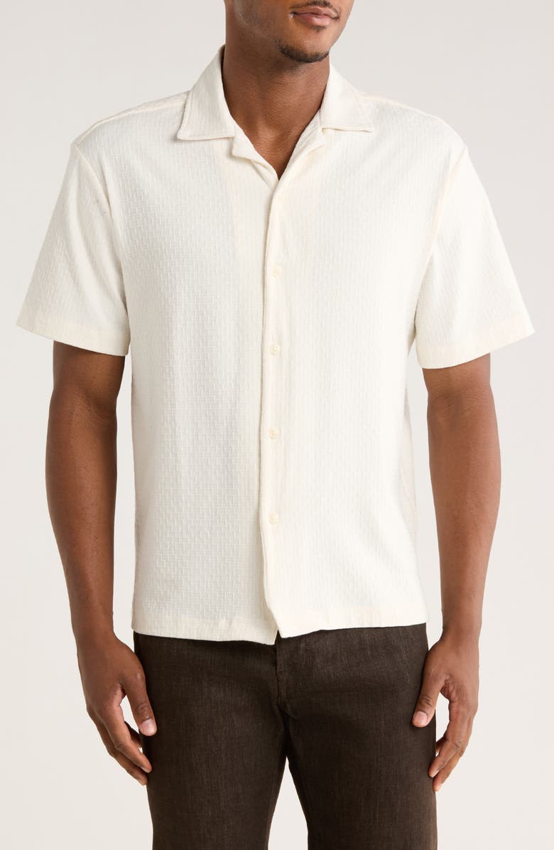 Cactus Man Texture Geo Camp Shirt, Main, color, Off White