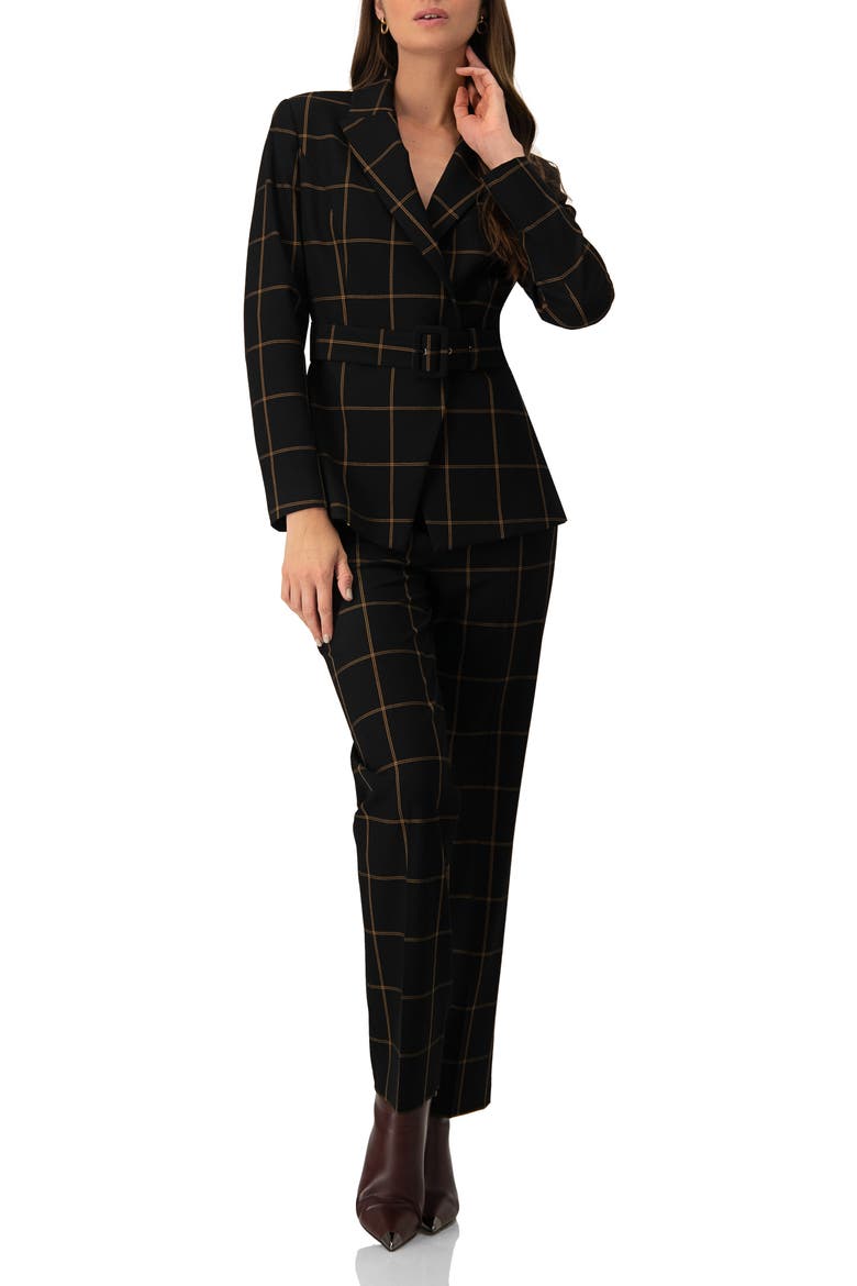 Black Tailored Straight-Leg Trousers, Alternate, color, Black