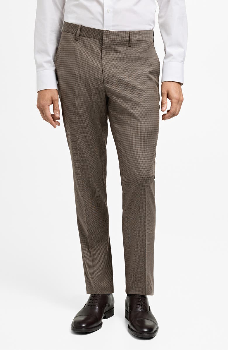 MANGO Herringbone Super Slim Fit Pants, Main, color, Beige