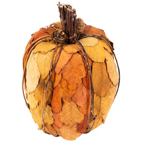 Northlight Layered Leaves Fall Harvest Pumpkin With Pinecones Decoration In Orange