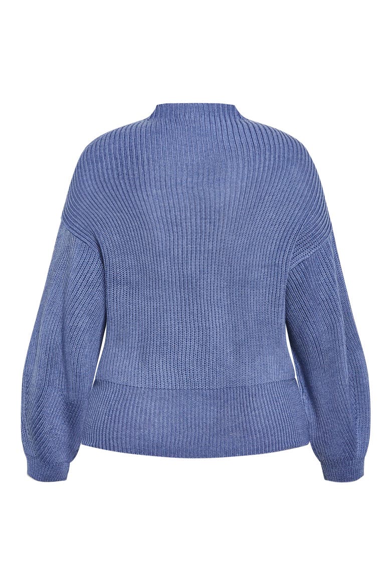 Halo Funnel Neck Rib Sweater, Alternate, color, BLUE