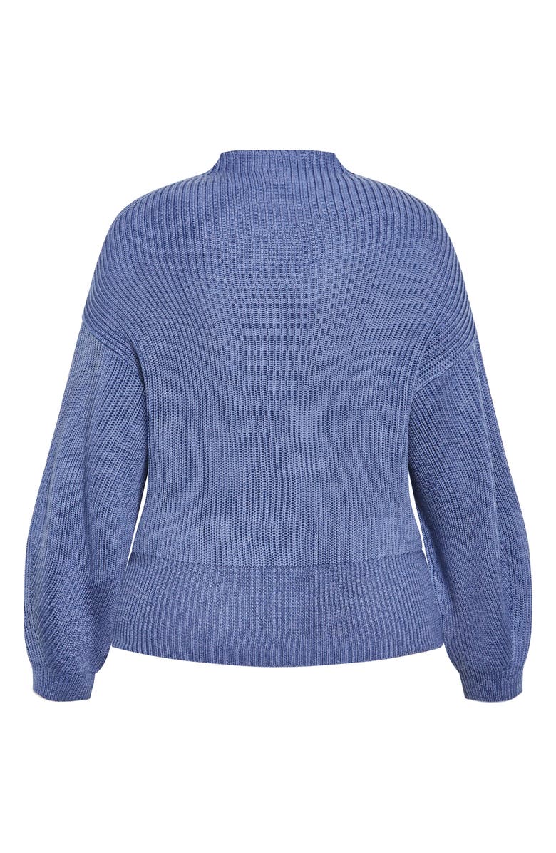 City Chic Halo Funnel Neck Rib Sweater, Alternate, color, Blue