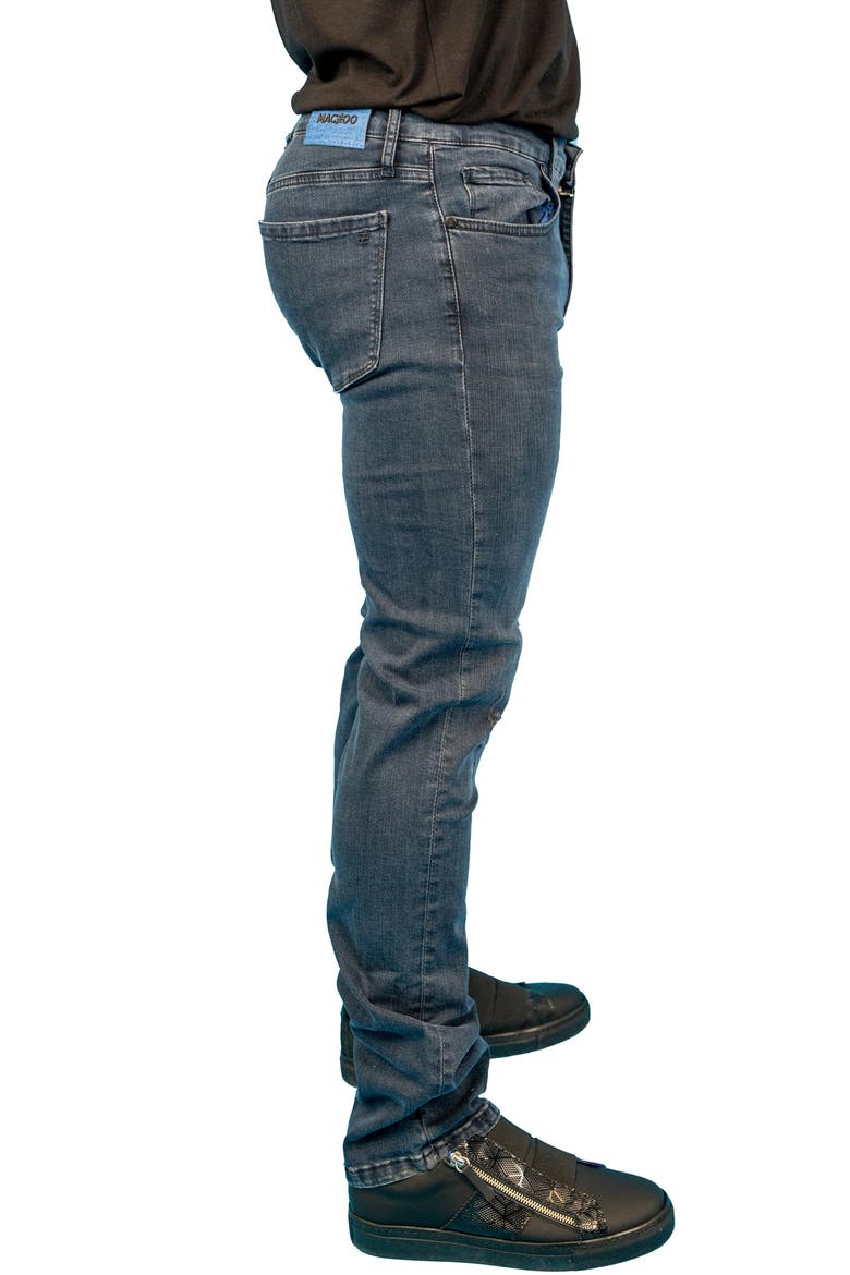 Distressed Athletic Fit Stretch Jeans, Alternate, color, BLUE