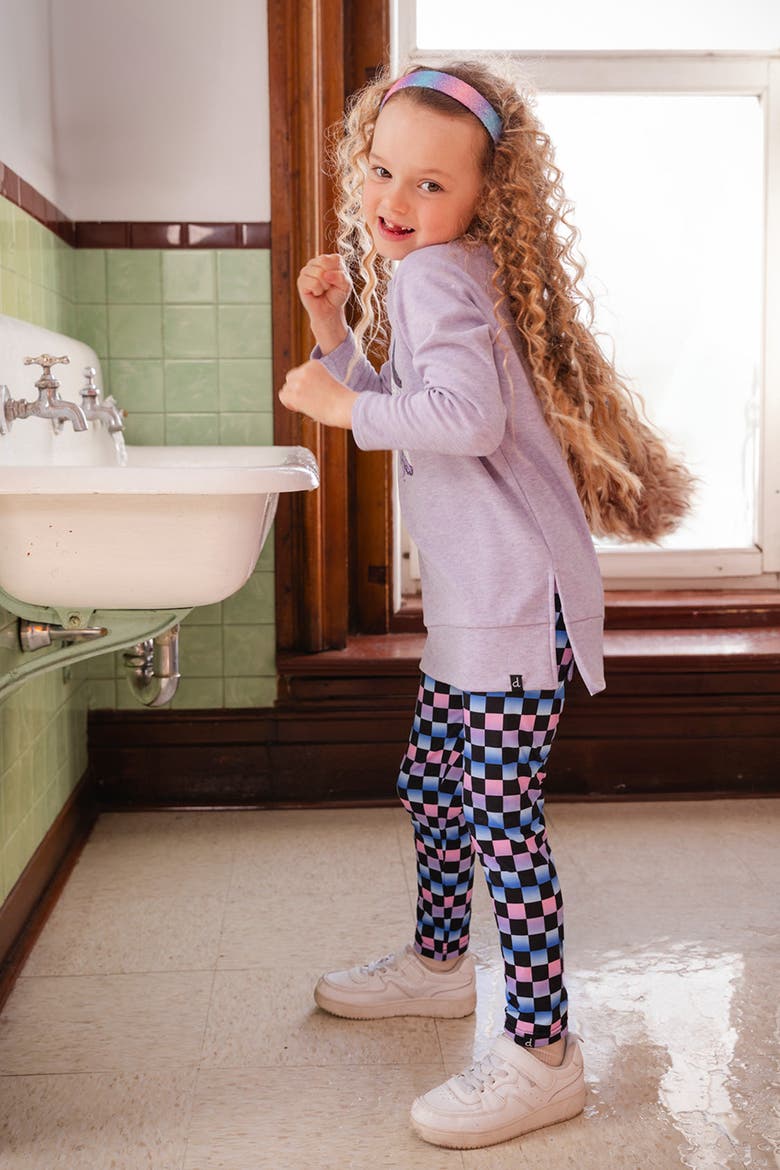 Checkered Stretch Jersey Leggings, Alternate, color, Black Checkered Print