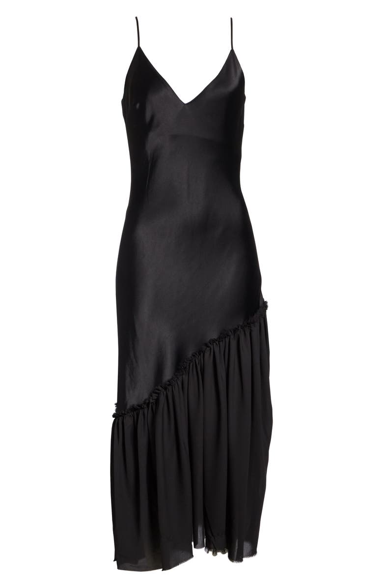 FRAME Ruffle Hem Satin Slipdress, Alternate, color,