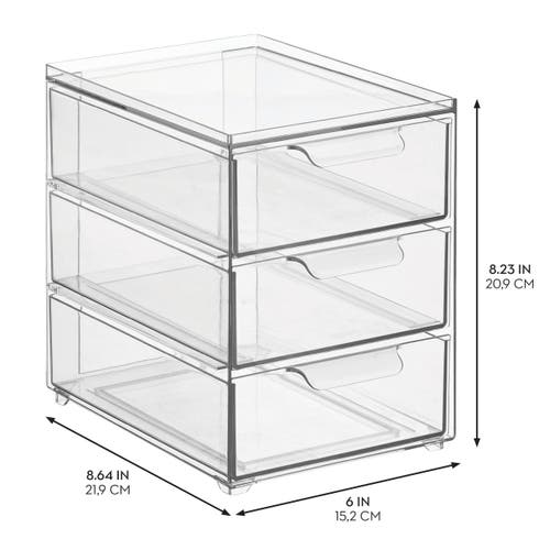 Mdesign 3-drawer Stackable Organizer For Kitchen Or Pantry In Transparent