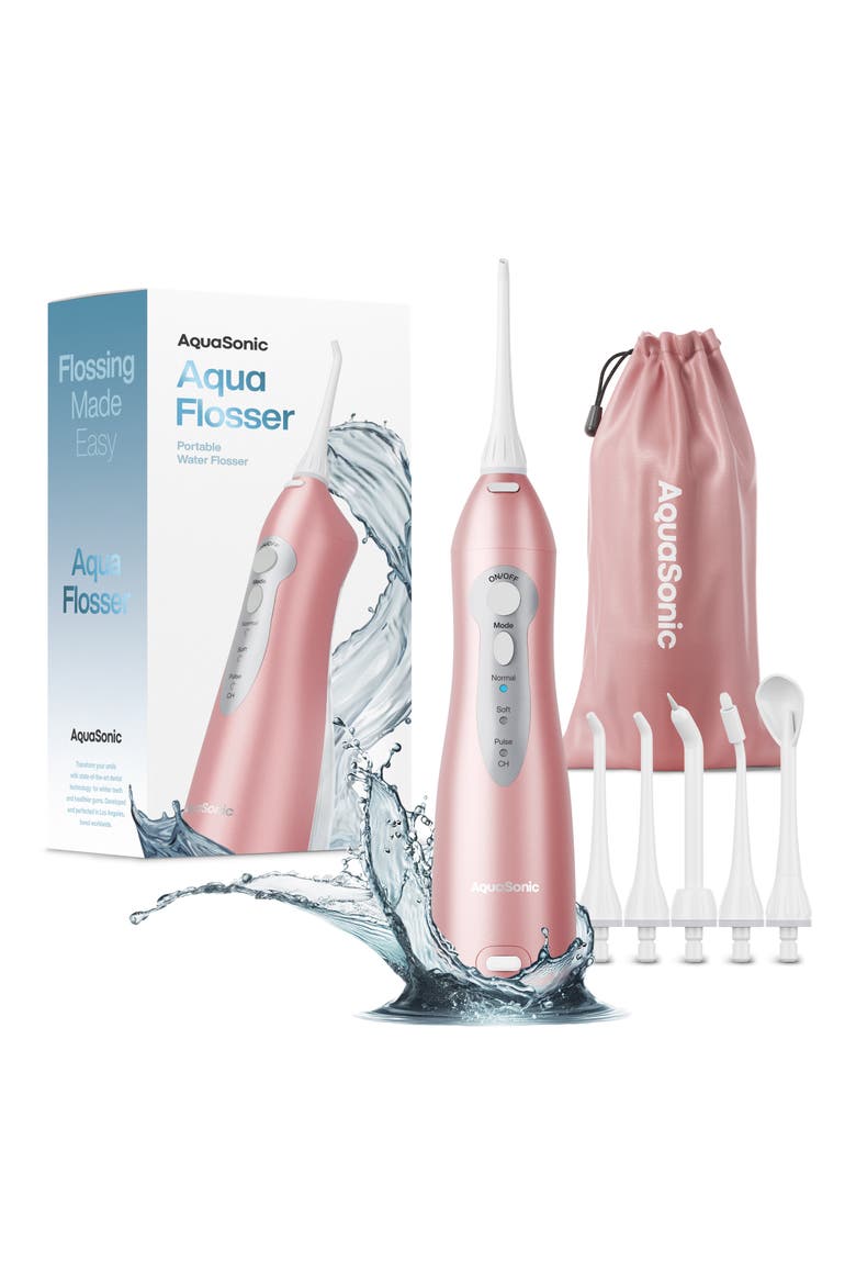 Aqua Flosser Cordless Rechargeable Water Flosser in Rose Gold, Alternate, color, ROSE GOLD