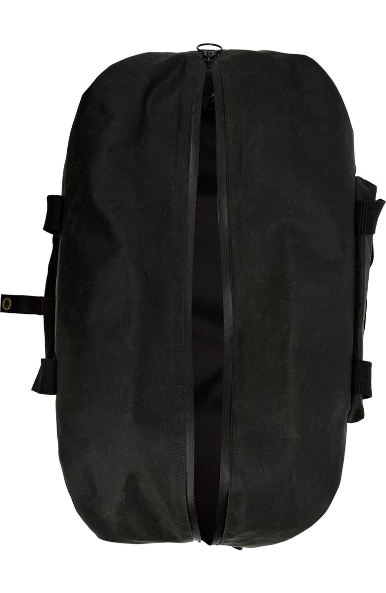 Barbour Field Water Resistant Waxed Cotton Duffle Bag, Alternate, color, Sage/ Classic