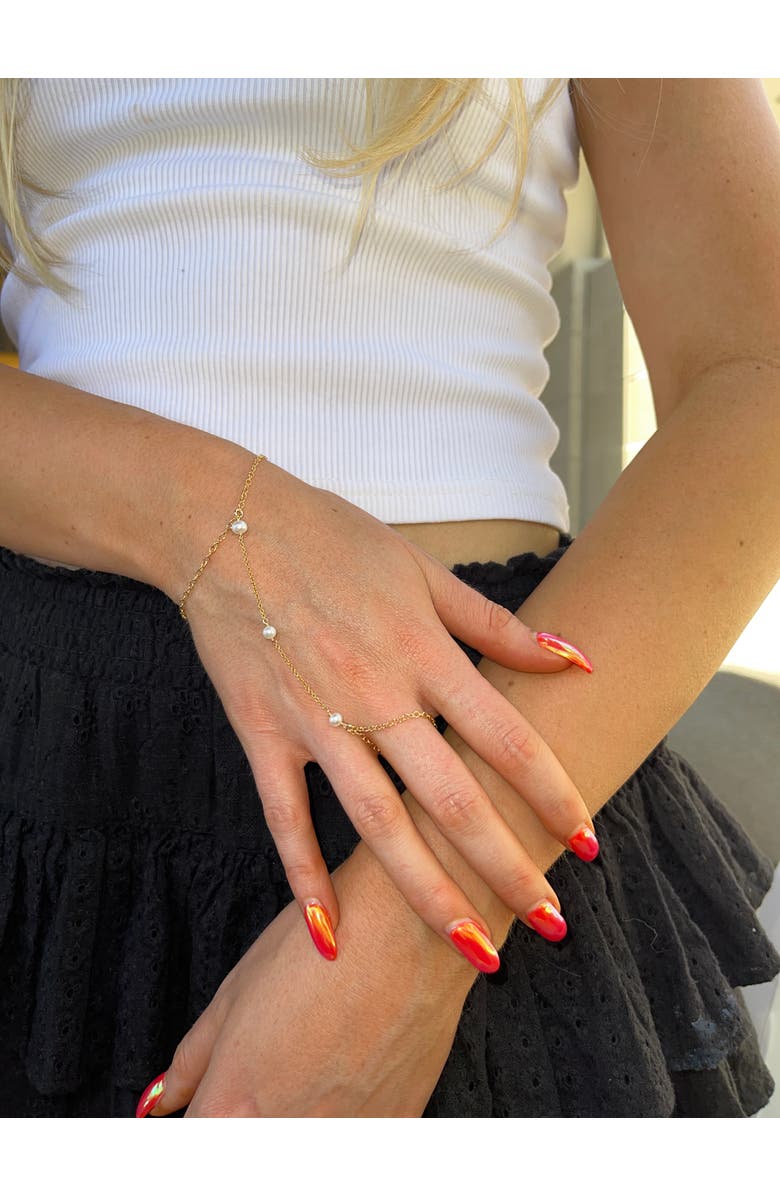 Set & Stones Bobbi Pearl Hand Chain, Alternate, color, Gold