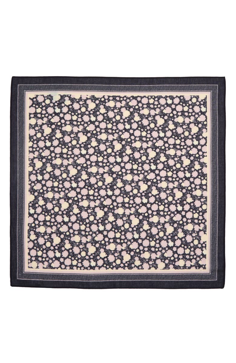 Treasure & Bond Cotton Gauze Bandana, Alternate, color, Navy Blooming Flowers