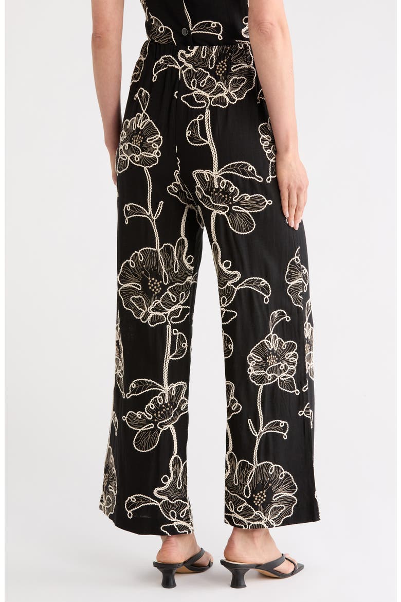 Embroidered Pants, Alternate, color, BLACK/ IVORY