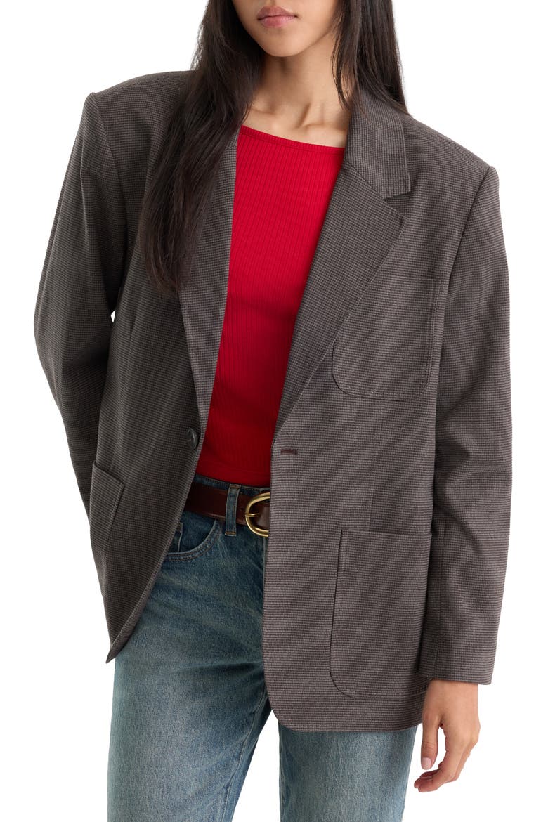 The Oversized Blazer, Alternate, color, CHARCOAL MINI HOUNDSTOOTH