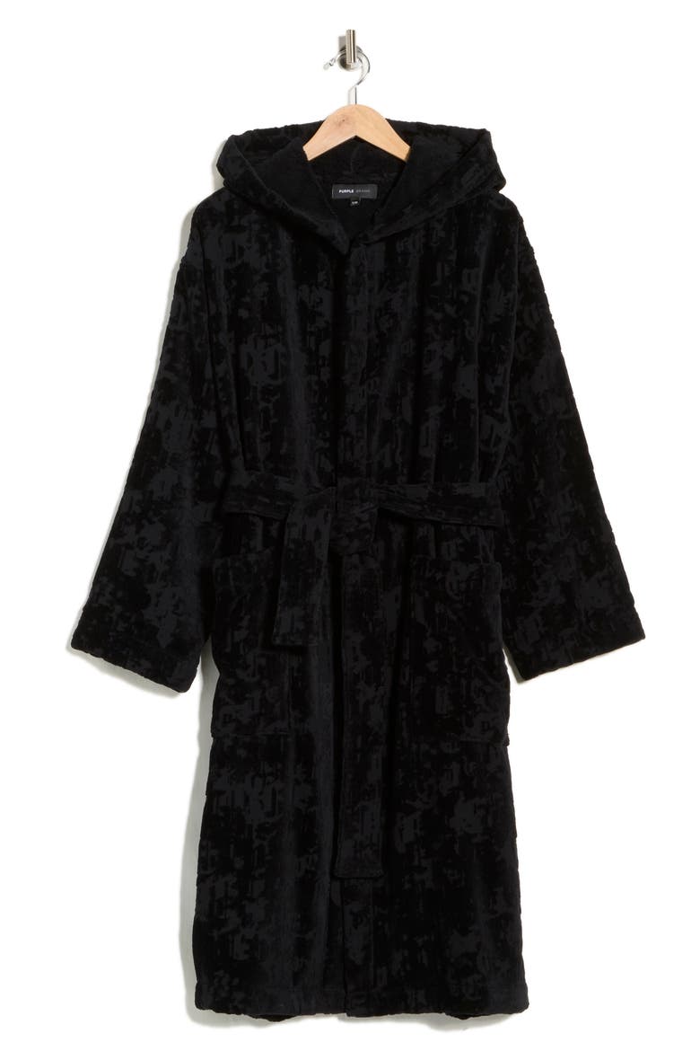 Gothic Terry Bathrobe, Alternate, color, BLACK