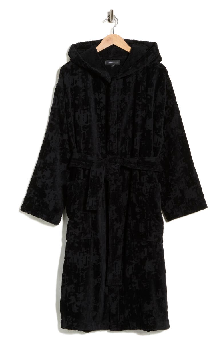PURPLE BRAND Gothic Terry Bathrobe, Alternate, color, Black