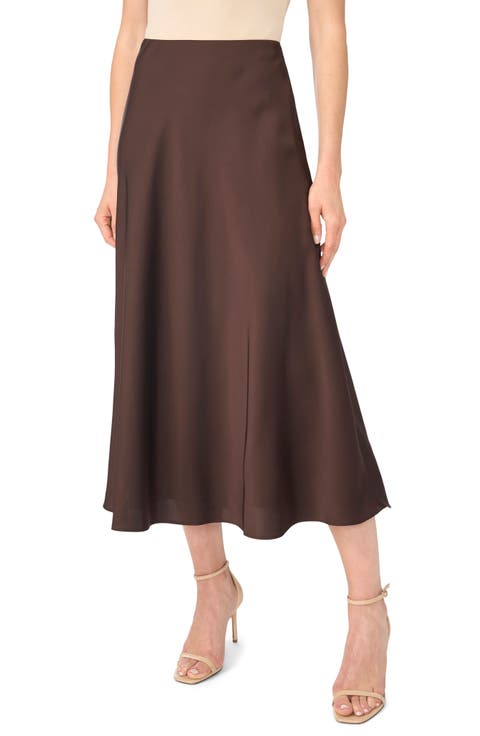 Bias Cut Satin Midi Skirt
