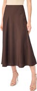 CeCe Bias Cut Satin Midi Skirt