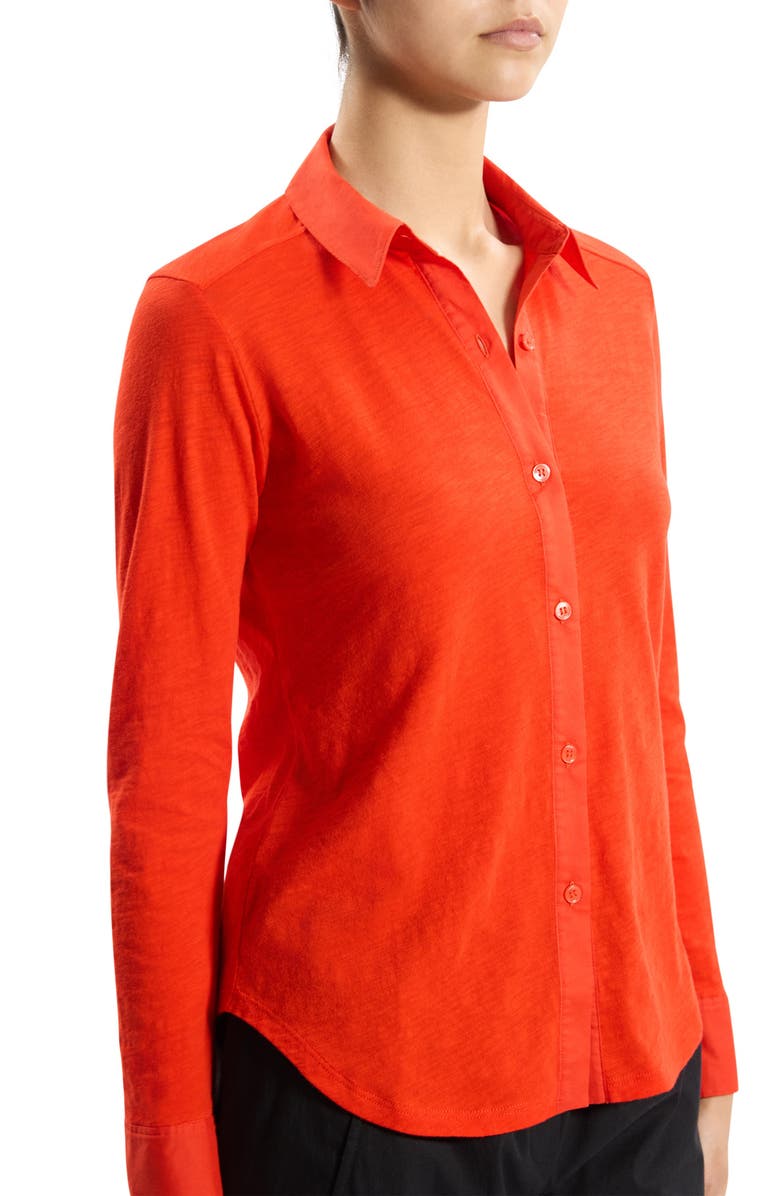 Theory Riduro C.Nebulous Organic Cotton Slub Long Sleeve Button-Up Shirt, Alternate, color, Poppy