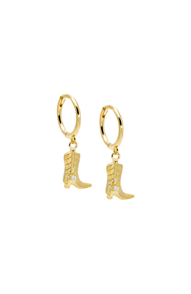BY ADINA EDEN CZ Cowboy Boot Huggie Earring, Main, color, Gold